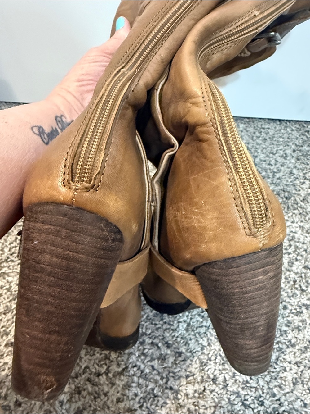Miz Mooz Soren Tall Camel Buckle Leather Boots 9 - Picture 5 of 11
